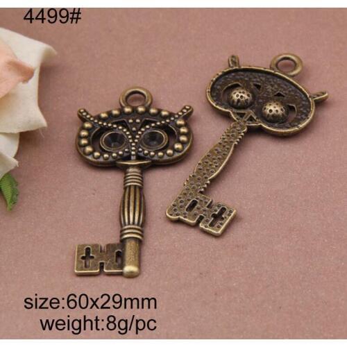 20pcs 60x29mm Antique Bronze Zinc Alloy Owl Keys Charms Fine Trendy Pendant Charms Making