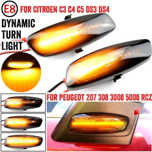 2X LED Car Dynamic Turn Signal Light Side Marker Lamp Blinker Amber For Citroen C4 Picasso C3 C5 DS4 Peugeot 308 207 3008 5008