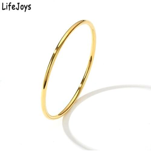 3mm Circle Round Bangle Bracelet Stainless Steel Thin Single Wire Bracelets Simple Classic Jewelry Women Rose Gold Silver Color