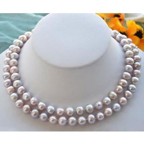 32inch NEW Fashion Womens 7-8mm Natural Purple Freshwater Cultured Pearl Necklac jj