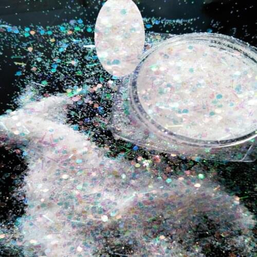 Bing2215 Bing (5G Jar)Mixed Size Transparent New Shinning White AB Diamond Glitter Powder For UV Gel &Acrylic Nail Decoration