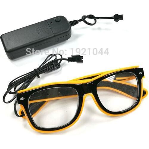 5piecces EL Wire Flashing Glasses Glowing Product Neon Light up Sunglasses with DC-3V Steady on Inverter Glow Party Favors