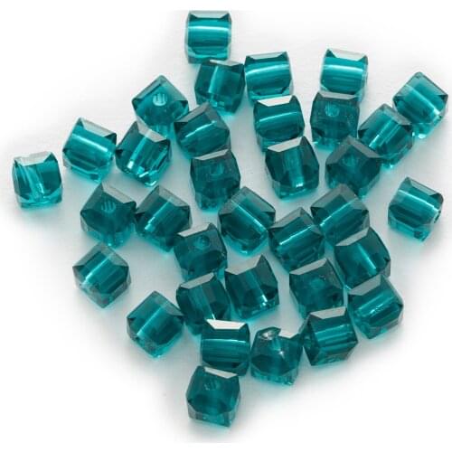 50 Piece Peacock Blue Cut Faceted Crystal Glass Cube Spacer Beads DIY Jewelry Making 4-8mm