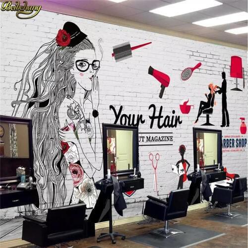 Beibehang Custom 3d wallpaper mural retro fashion white brick wall beauty salon barber shop background wall papel de parede