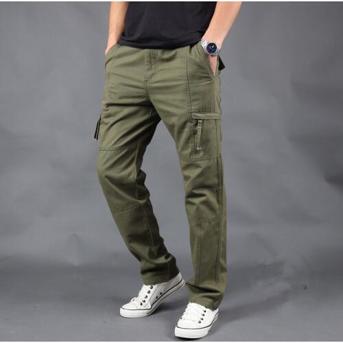 New Men Casual Warm Cargo Pants Winter Male High Quality Multi Pocket Thicken Cargo Trousers Mens New Arrival Fashion Pants