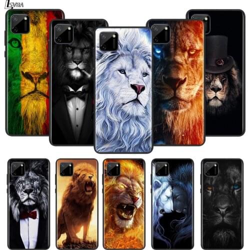 Majestic Animal Lion For OPPO Realme Narzo 20 C2/3/11/12/15/17 X2 X3 X7 XT X50 Q2 Q2i V3 V5 V15 Pro Black TPU Phone Case