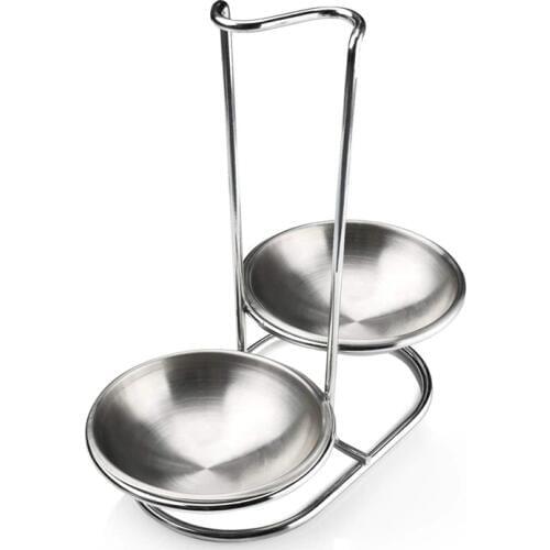 Stainless Steel Spoon Rest Holder,Long Handle Vertical Saving Soup Ladles Holders, Ladle Rest Soup Ladle Holder Silver (double)