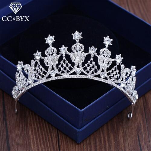 CC tiaras and crowns hairbands luxury pageant engagement wedding hair accessories for bridal party queen jewelry vintage XY180