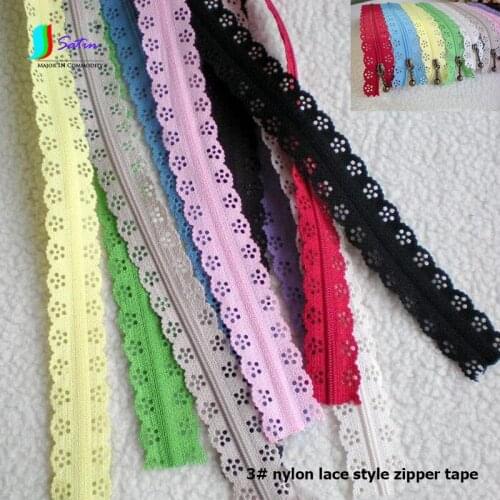 Clothes Bag Factory Diy Material Decoration Sew 3# Nylon Lace Wave Lace Style Colorful NO.3 nylon Zipper Tape