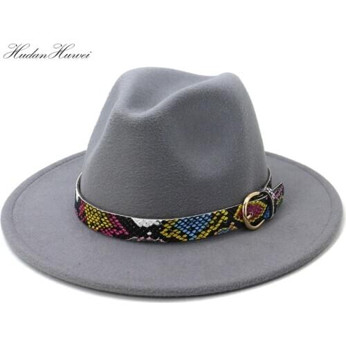 Hot Sell Winter New Arrivel Grass Green Lake Blue Woolen Felt Fedora Hat for Women Men Wide Brim Jazz Panama Hat