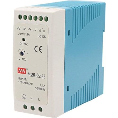 Industrial Control MDR-60-12V/24V Switching Power Supply 60W5A Small-Volume Guide Rail Thin Transformer