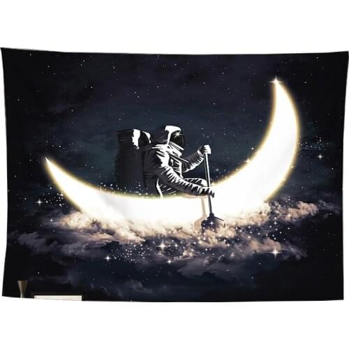 Moon boat tapestry space astronaut wall blanket large wall fabric cloth livingroom decor