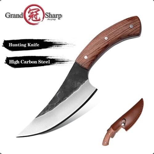 Grandsharp Multifunction Knives Fixed Hunting Knife Survival High Carbon Steel Forging Knife Camping Tactical Kitchen Outdoor