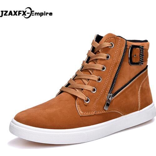 2018 New Men High Top Shoes Zipper Design Lace-up Flat Top Quality Male Foot wear tenis masculino adulto Shoes men