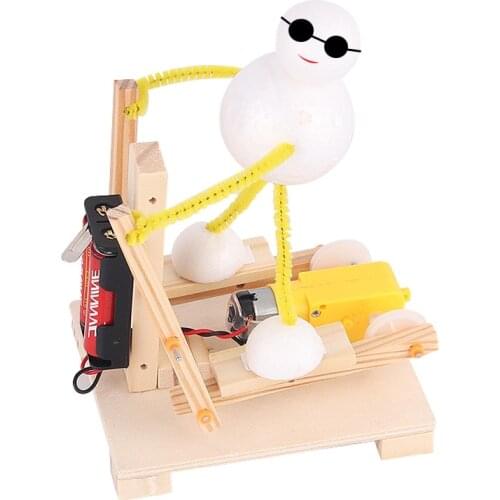 DIY 3D Wooden Humanoid Running Robot Science Stem Model Building Kits Schooling Education Toys for Children