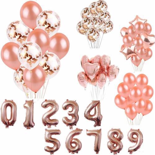 12 inch 3.2g Rose Gold Series Foil Latex Balloon Set Helium Star Wedding Birthday Party Decoration Kids Valentines Day