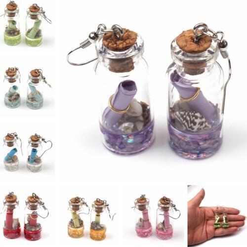 New Girlfriends Fashion Jewelry Glass Resin Wishing Bottle Earrings Conch Shape Earrings Party Holiday Gifts