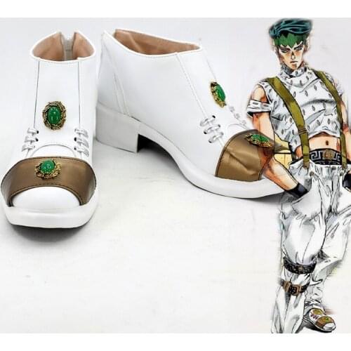 Rohan Kishibe Shoes Cosplay JoJos Bizarre Adventure Cosplay Rohan Kishibe White Shoes Boots Cosplay Custom Made