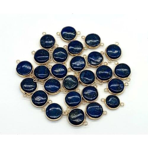 Charm Pendant Nature Stone Tiger Eye Lapis White Opal Rimmed with Metal Two-Eared For Women Bracelet Necklace Fashion Jewelry