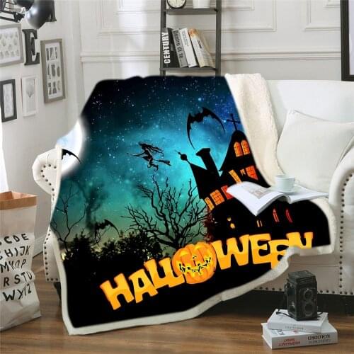 Happy Halloween Imp Pumpkin Print Throw Blankets for Beds Adult Quilt Teenager Cosplay Home Decoration Harajuku Thicken Blanket
