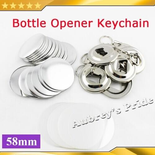 2-1/4" 58mm 100 Sets Bottle Opener KeyChain Badge Button Supplies Materials for NEW Professional Badge Button Maker