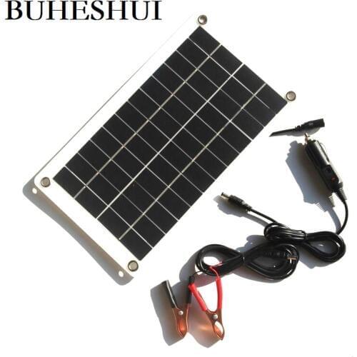 BUHESHUI Semi-flexible 8W 12V Portable Solar Panel Charger with DC 5521 Cable For 12V Car Boat Motor Battery Charger