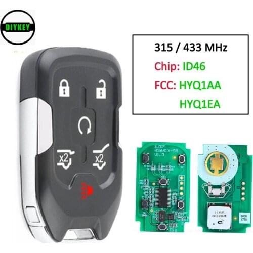 DIYKEY 315MHz 433MHz HYQ1AA HYQ1EA Remote Key Fob 6 Button ID46 Chip for Chevrolet Tahoe Silverado GMC Yukon 2015 2016 2017-2020