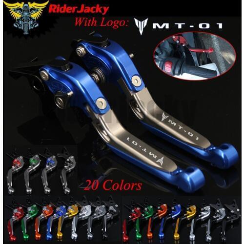 RiderJacky LOGO "MT-01" Motorcycle CNC Brake Clutch Levers For Yamaha MT-01 2004-2009 2007 2008 Adjustable Extendable Foldable