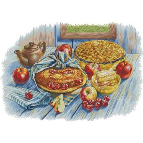 Apple Cherry Pie patterns Counted Cross Stitch 11CT 14CT 18CT DIY Chinese Cross Stitch Kits Embroidery Needlework Sets