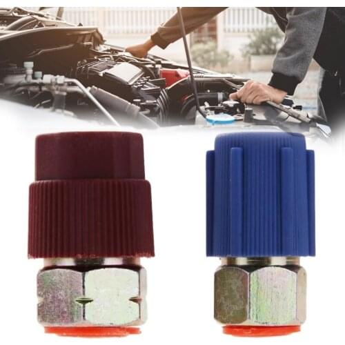 Blue Red Retrofit 7/16 To 3/8 Conversion Adapter R12 To R134a High/Low AC Fitting Save Time and Effort Easy Fast Installation
