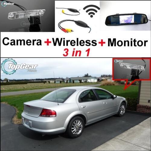 3 in1 Special Rear View Camera + Wireless Receiver + Mirror Monitor Bcakup Parking System For Chrysler Sebring 2007~2014