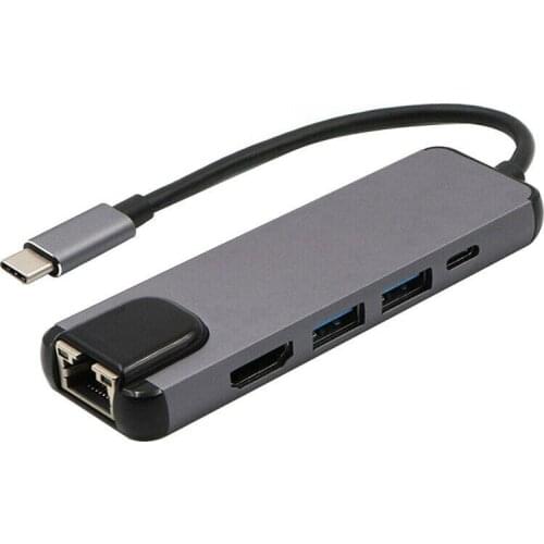 Type-C to HDMI-compatible Rj45 Ethernet Port Docking Hub For Mac Book Pro 13/15"