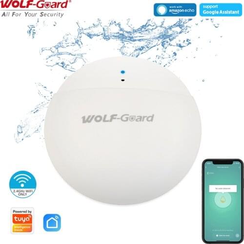 Wolf Guard SR-W04 Smart Wireless Wi-Fi Water Leak Detector with Alarm Notification Tuya Smartlife App Alexa Google