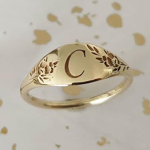 Vintage Fashion Letter C Rings for Women Geometric Punk Ring Easy Reveal Personality Bohemian Delicate Gift Creative Jewelry