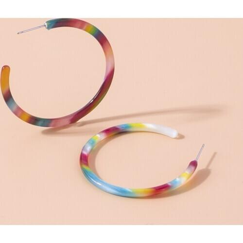 VG 6YM Fashion Trendy Colorful Acrylic Hoop Earrings for Women C Shape Acetic Acid Leopard Print Earring Female Party Jewelry