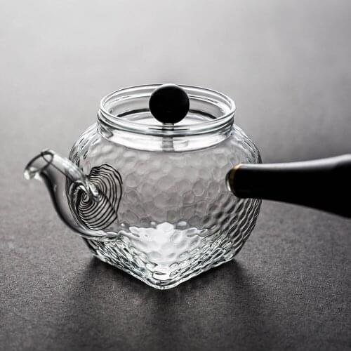 Japanese style single wooden handle heat-resistant glass teapot set flower tea pot filter belt cover Chna Kung Fu tea set