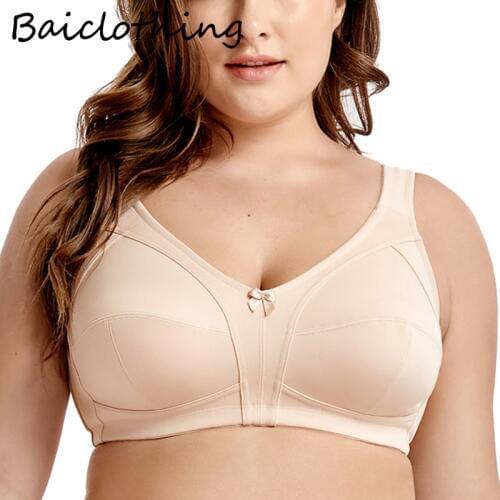 40 42 44 46 48 50 52 B C D DD E F Plus Size Bra Womens Non-Padded Wire Free Comfort Lift Full Coverage Support Bra