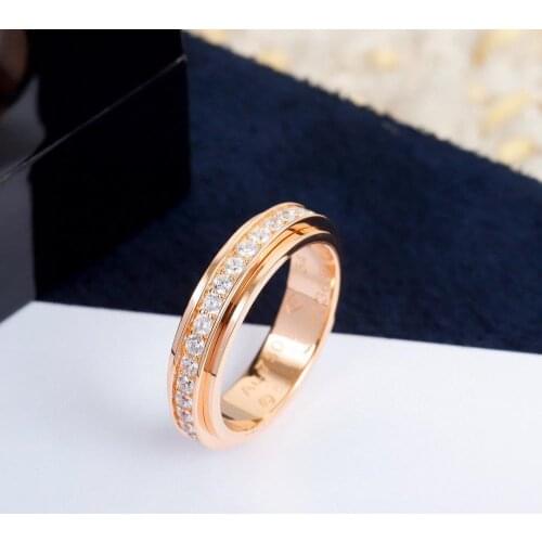 Top Quality Hot Brand Pure 925 Sterling Silver Luxury Jewelry Rings For Women Thin Rotation Wedding Lozenge Engagement Geometric
