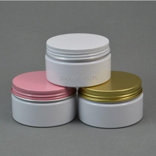 100g Aluminum Cosmetic Jar Container Pink / White Screw Thread 50pcs/lot 100ml Makeup Container Factory Wholesale Free Shipping