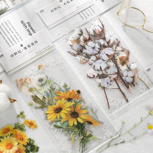 11 sheets/batch of flowers and leaves PET decorative stickers DIY scrapbook diary photo album stickers Kawaii stationery