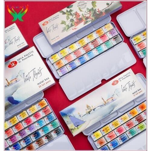 12/21/35 color white night solid watercolor iron box set artist level watercolor pigment
