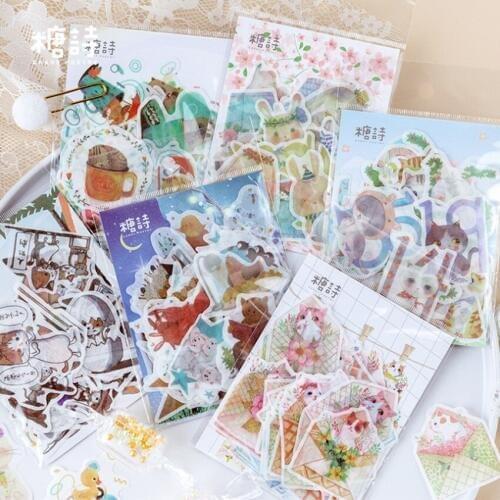 12pack/lot Lovely Animals Summer Series Stickers Kawaii Diary Deco Scrapbooking Planner Paper Stickers Childrens Sticker