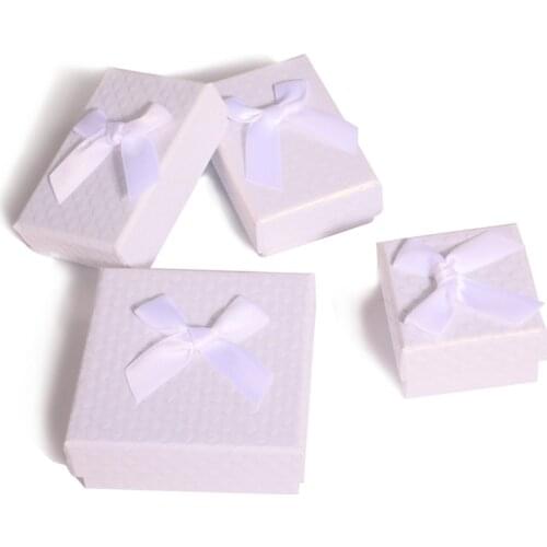 Jewelry Box White Bowknot 12 Pcs/Lot Wholesale Kraft Paper Favour Boxes Fashion Design Bulk Ring Bracelet Jewelry Box