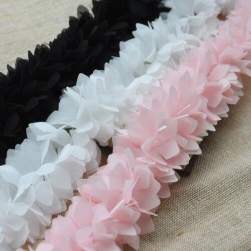 2yards/lot 3 Colors Optional Exquisite Three-dimensional Lace Chiffon Petals Lace DIY Clothing Accessories YN313