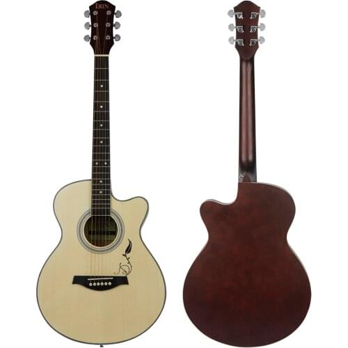 40 Inch Acoustic Guitar 6 Strings Folk Guitar With Pattern Beginners Musical Instrument Spruce Panel Guitar With Capo Picks Bag