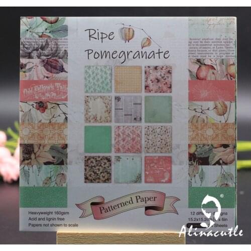 AlinaCraft 24 sheets 6"X6" patterned paper pipe pomegranate Scrapbooking paper pack handmade craft paper craft Background pad
