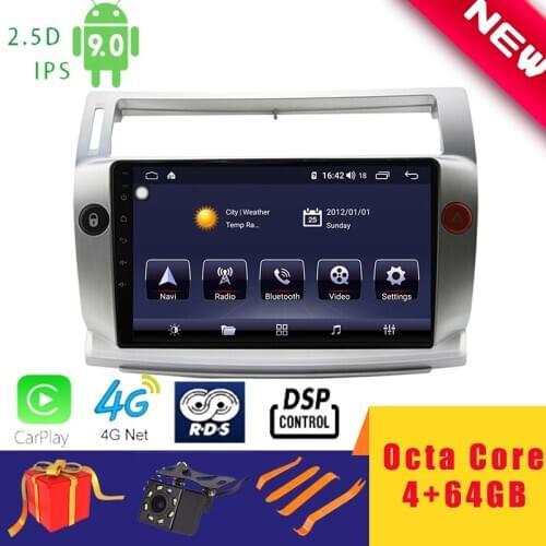 9" Android 10.0 Car Multimedia Player Stereo for Citroen C-Triomphe C-Quatre 2004~2011 Head Unit Octa Core DSP 2.5D+IPS Carplay