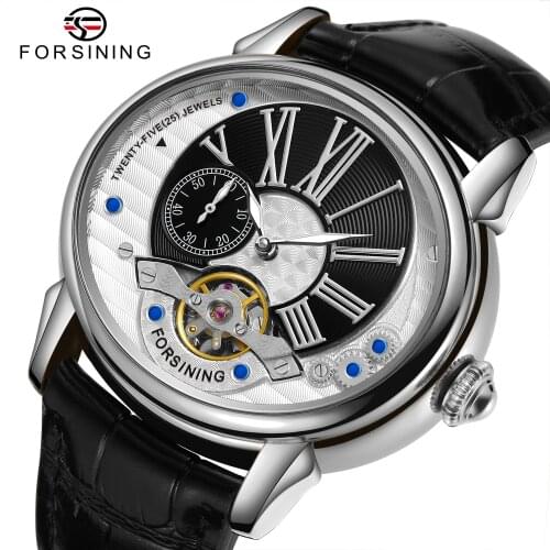 Forsining Mens WristWatch Leather Bracelet Watch Automatic Mechanical Watches For Men Steeldive Clock Relojes Breitling Cartier