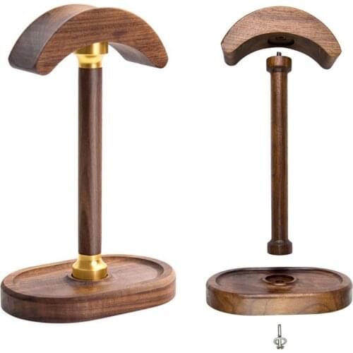 Wooden Headphone Holder Wireless Headphones Stand Bracket Desktop Display Shelf with Storage Base for U Disk Data Cable Keys