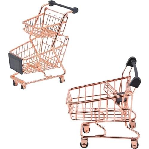 Double-Deck Shopping Cart Makeup Sponge Holder Drying Rack Beauty Powder Puff Display Stand Makeup Organizer